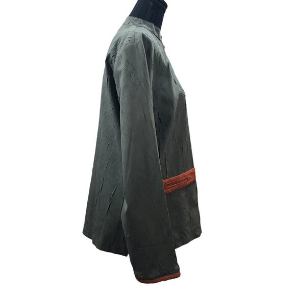 Solola from Paris Vintage Olive Green Crinkle Texture Jacket EU Size 3 - Picture 2 of 8
